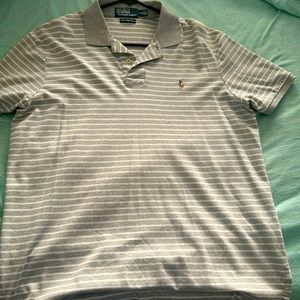 Large gray and white striped Polo
